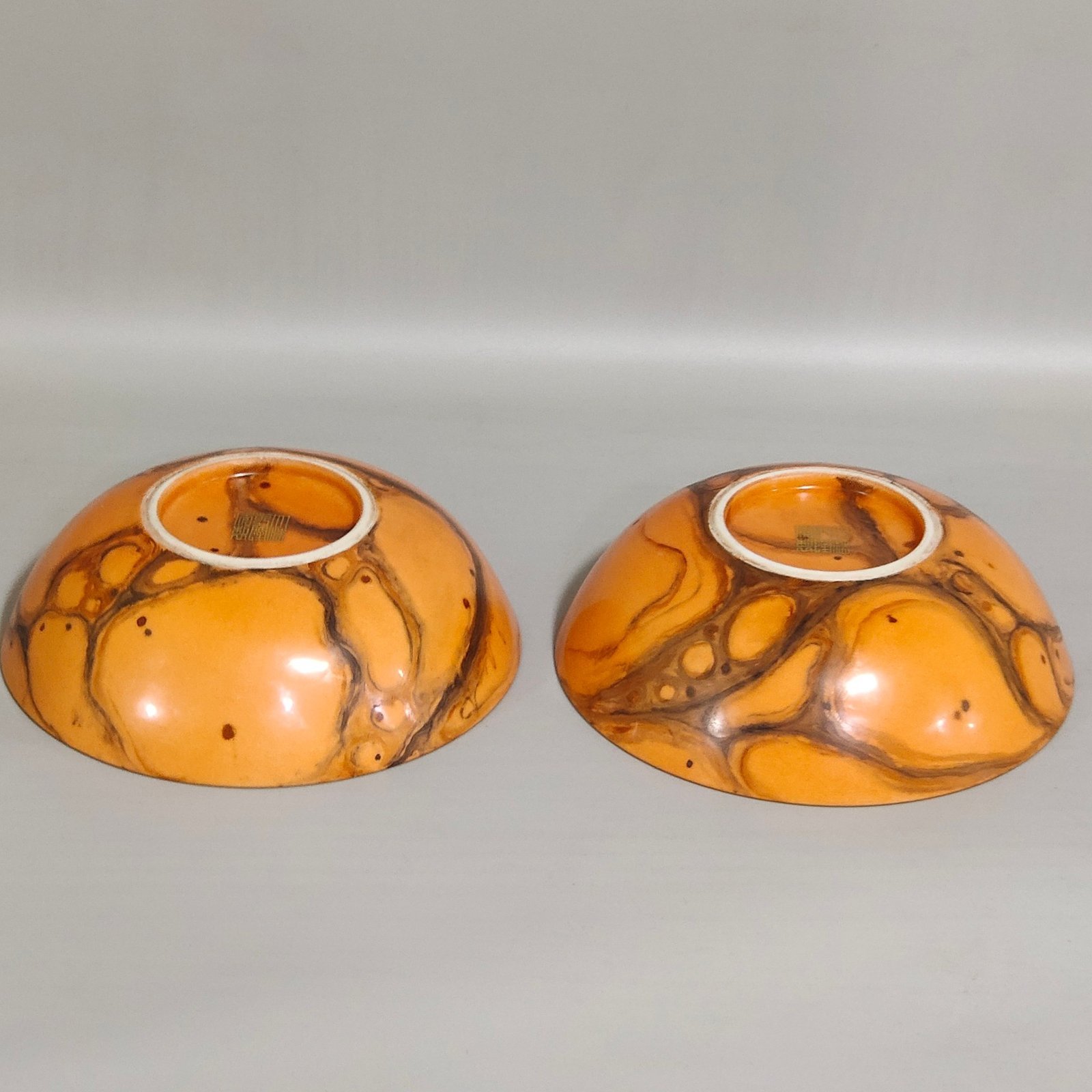 Qing Dynasty Qianlong stone patterned glaze painted with a group of harmonious Sanduo bowls