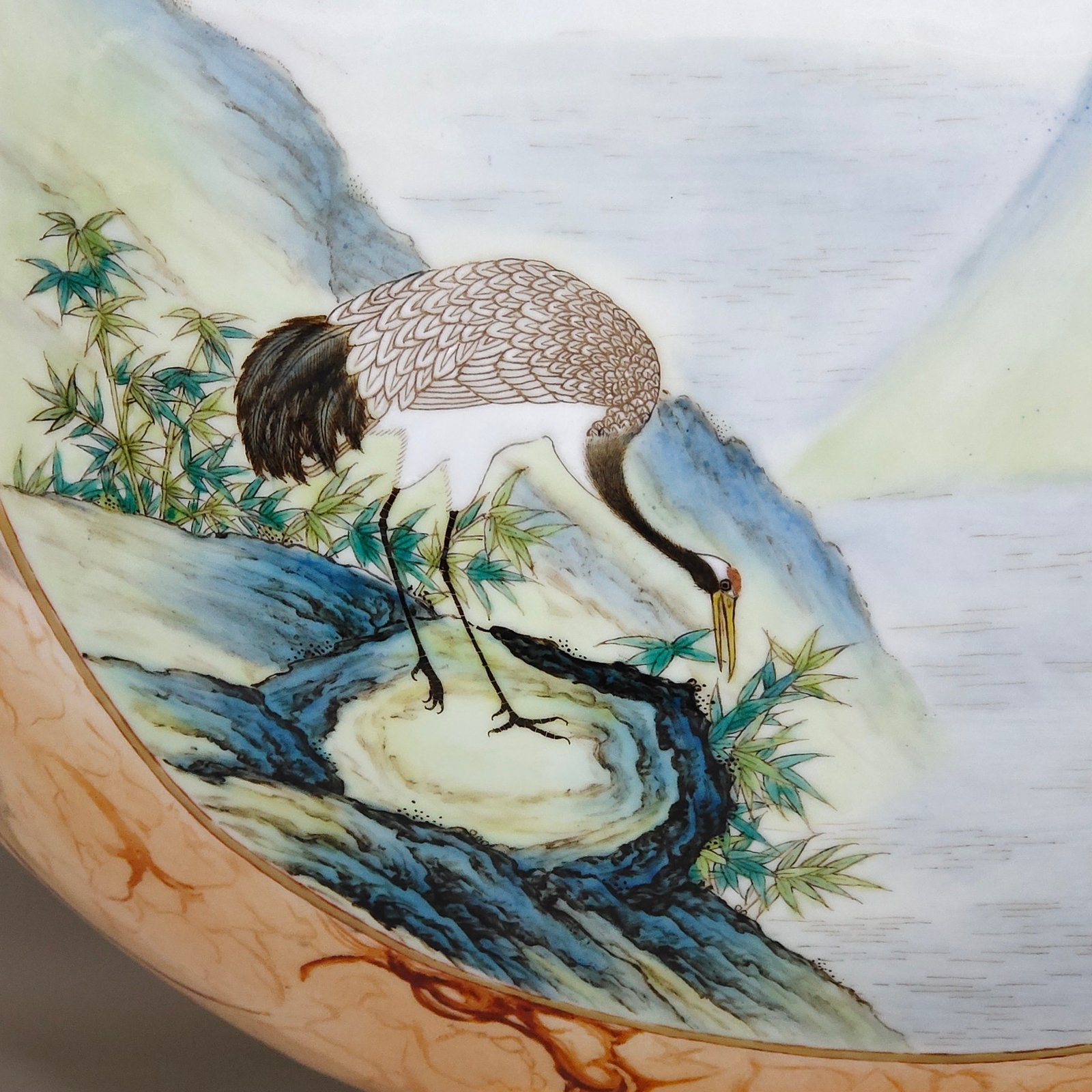 Qing Dynasty Qianlong stone patterned glazed peacock flat vase with windows