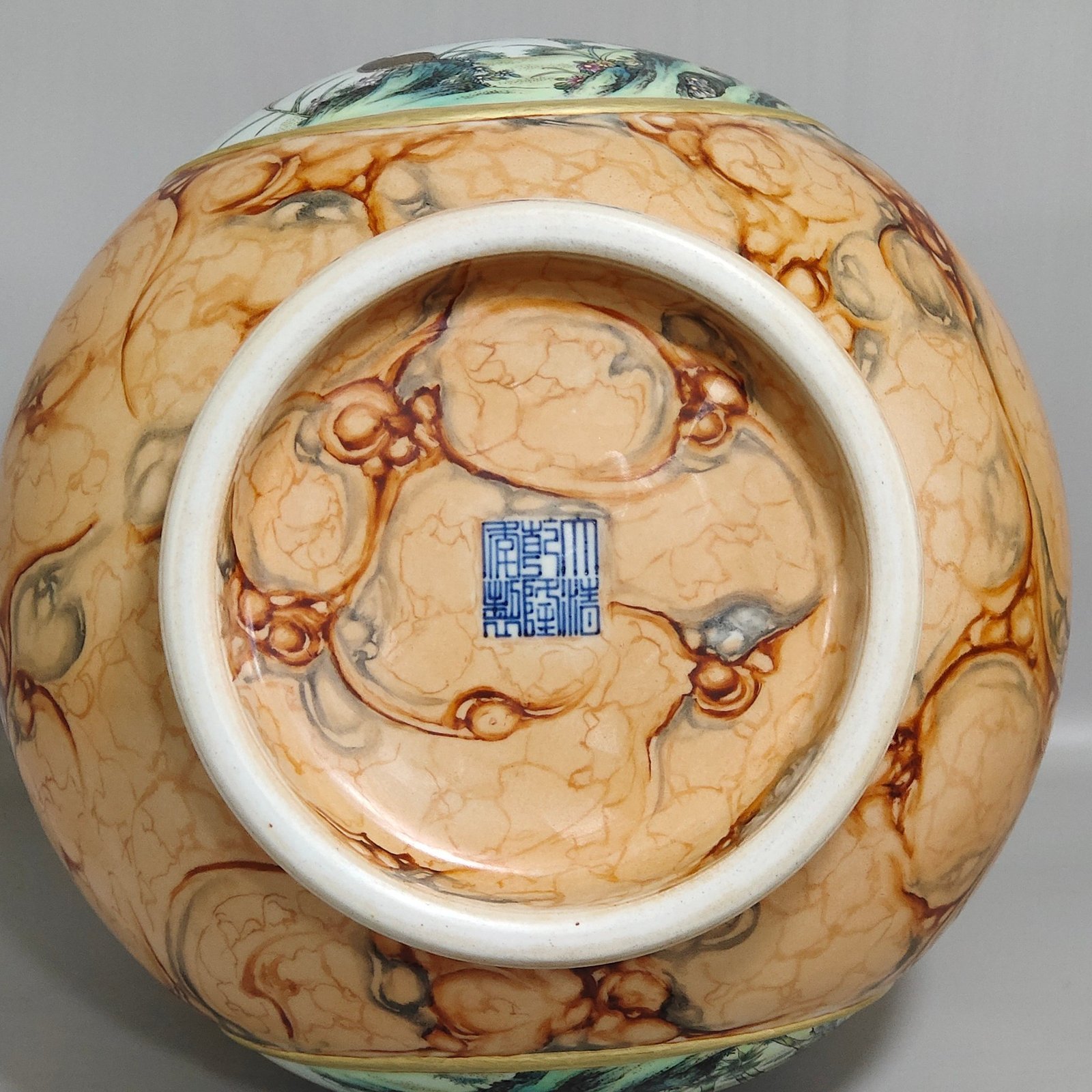 Qing Dynasty Qianlong stone pattern glazed windowed flower bird and deer head statue