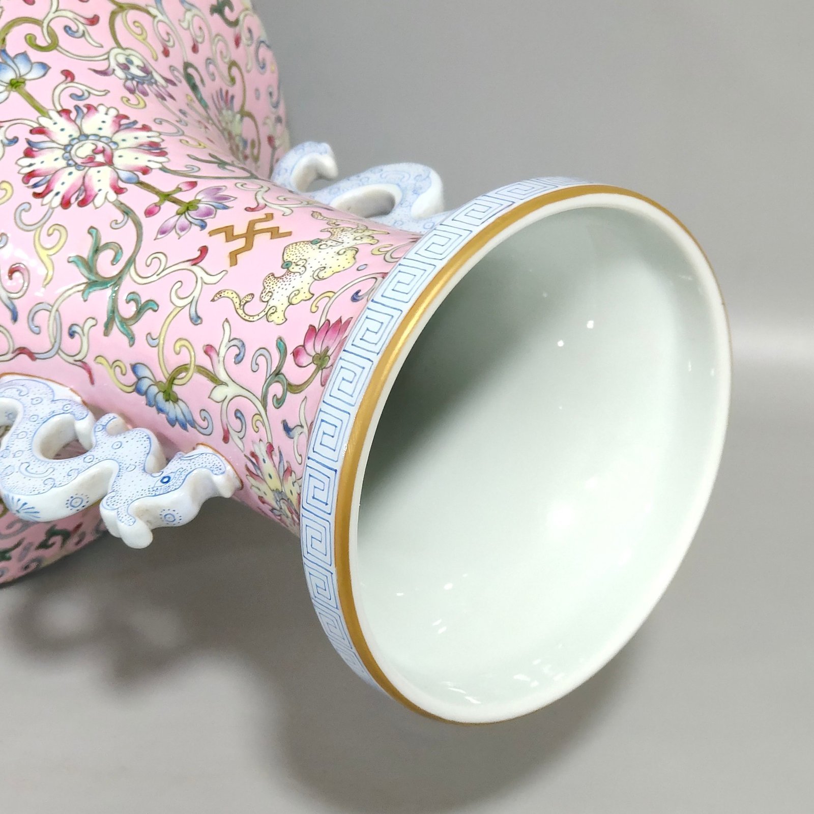 Qing Dynasty Qianlong A pink peony and magnolia amphorae