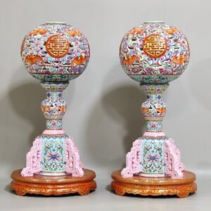 Qing Dynasty Qianlong Greenland Fortune and Longevity double hollow official hat stand