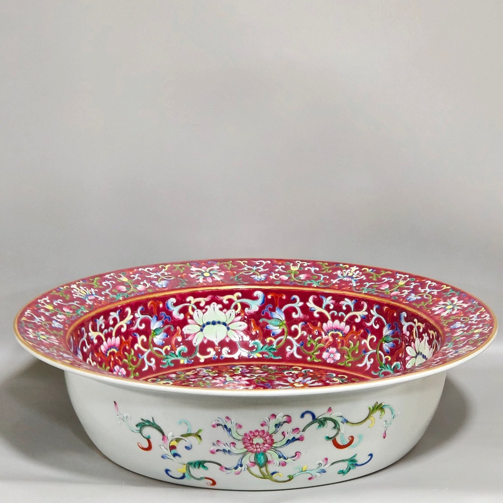 Qing Dynasty Qianlong rouge red Fushou washbasin
