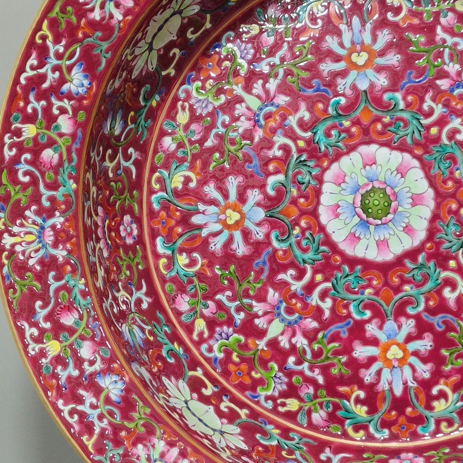 Qing Dynasty Qianlong rouge red Fushou washbasin