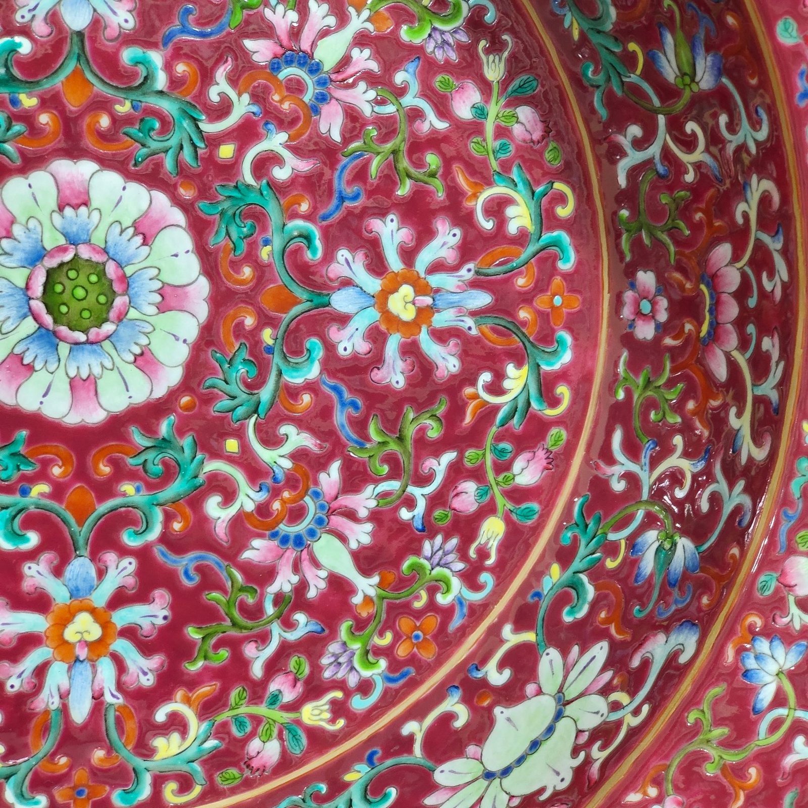 Qing Dynasty Qianlong rouge red Fushou washbasin