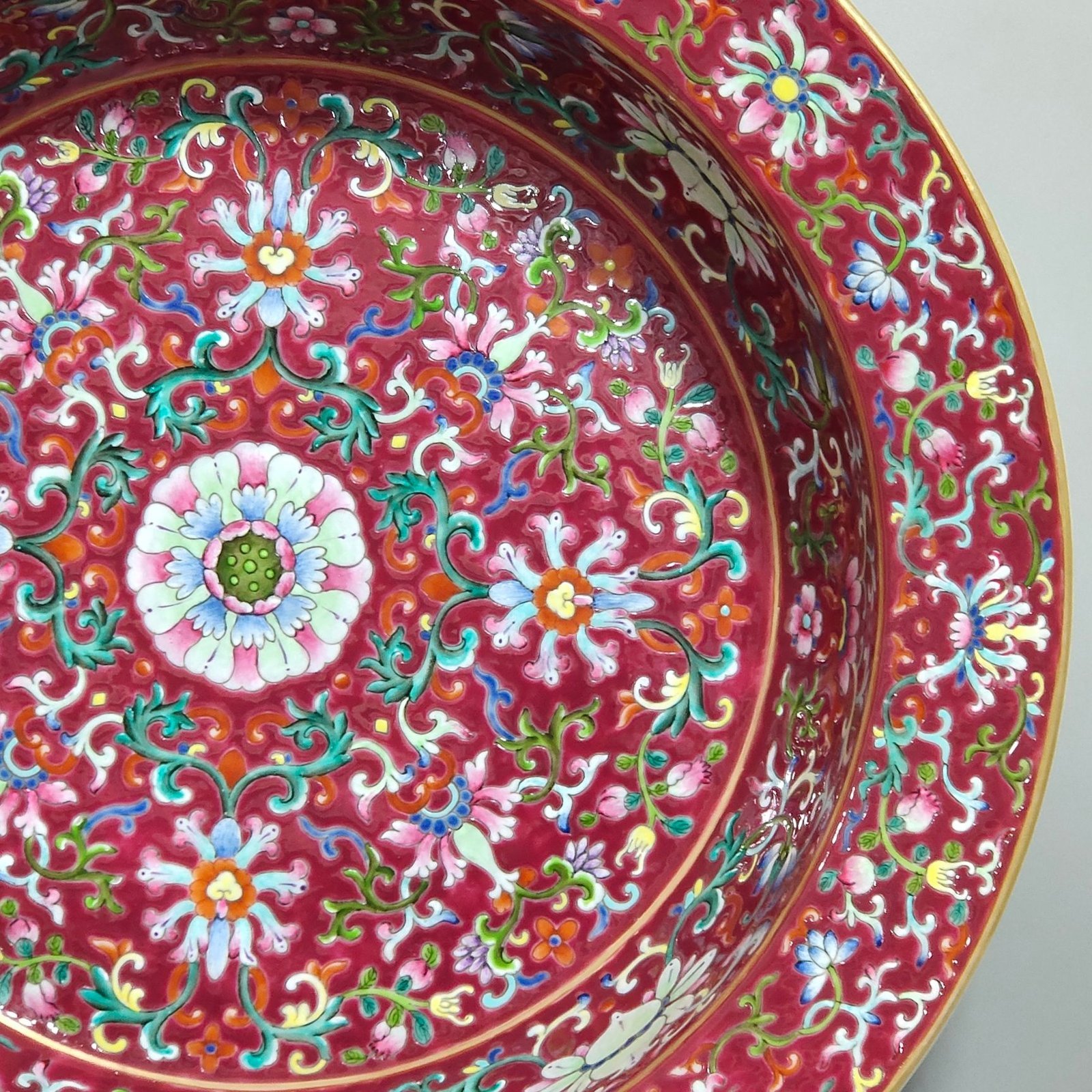 Qing Dynasty Qianlong rouge red Fushou washbasin