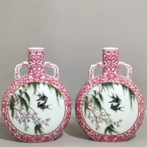 Qing Dynasty Qianlong rouge red blessing and longevity vase