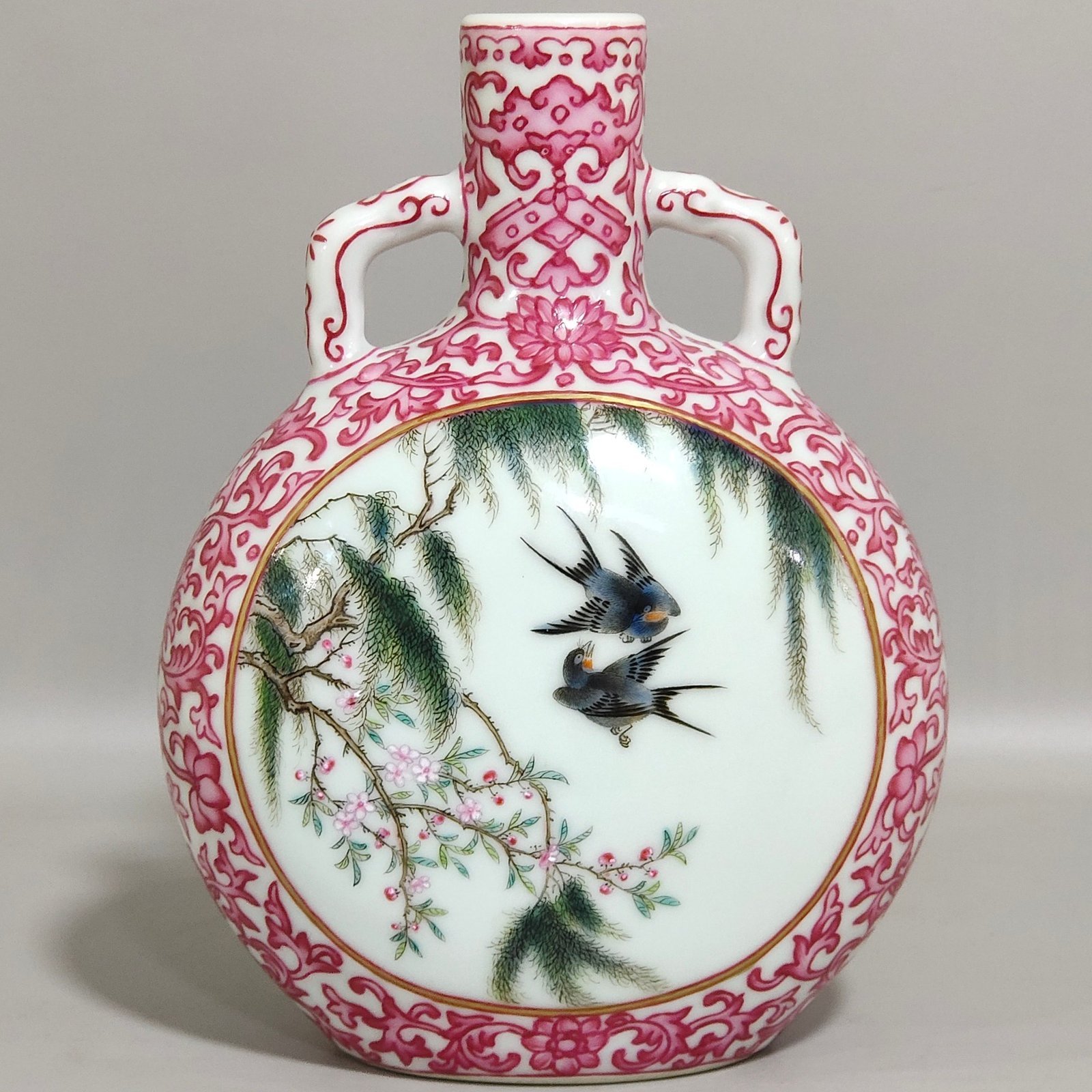 Qing Dynasty Qianlong rouge red blessing and longevity vase