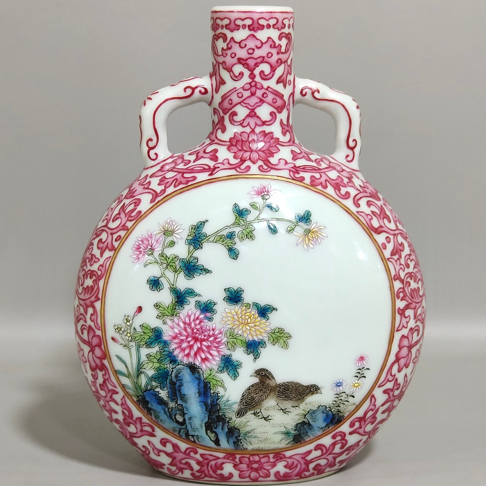 Qing Dynasty Qianlong rouge red blessing and longevity vase