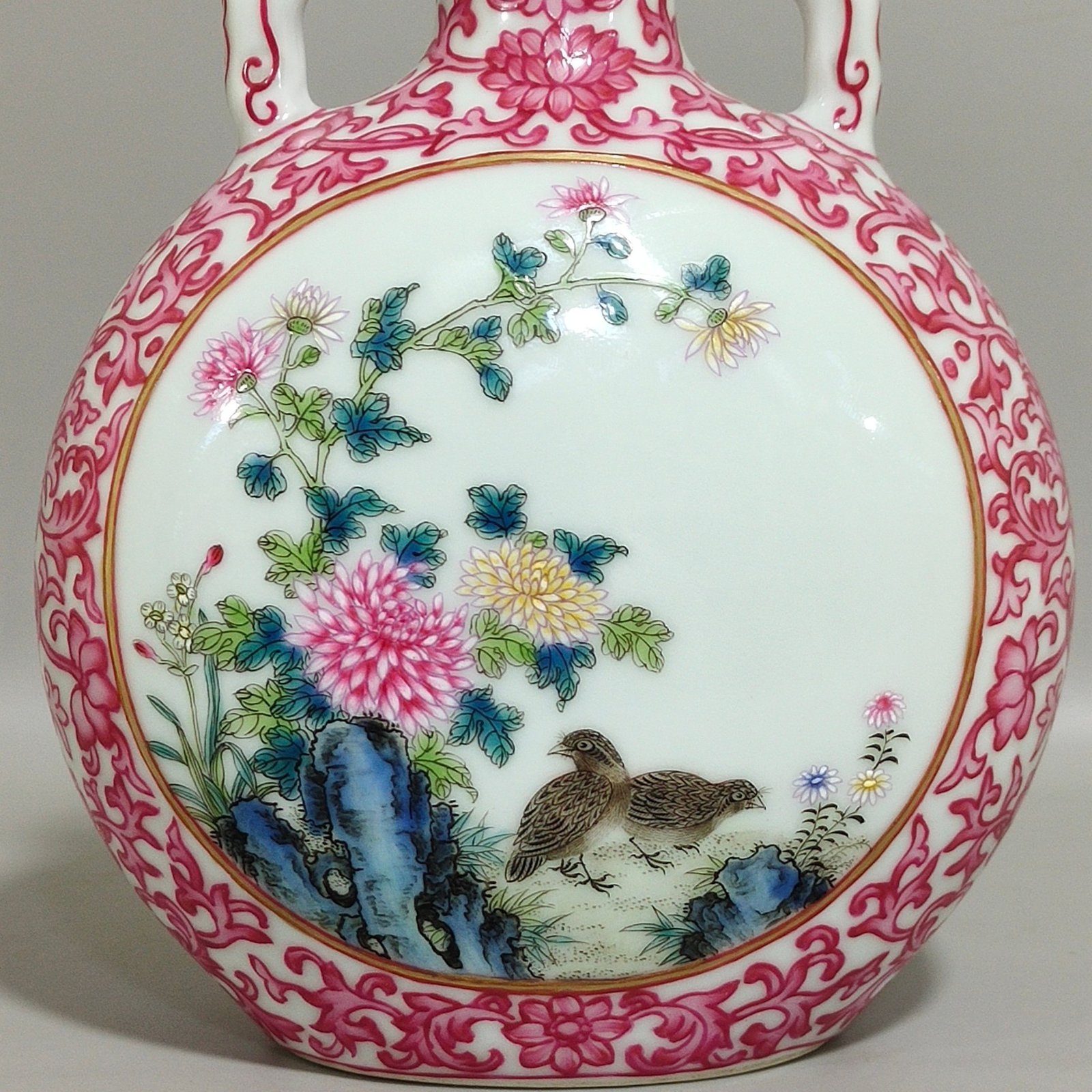 Qing Dynasty Qianlong rouge red blessing and longevity vase