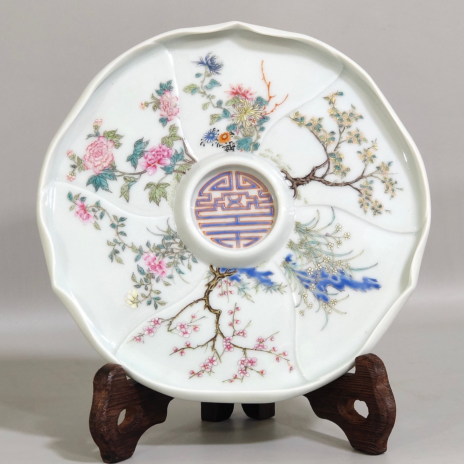Qing Dynasty Qianlong flower god dish