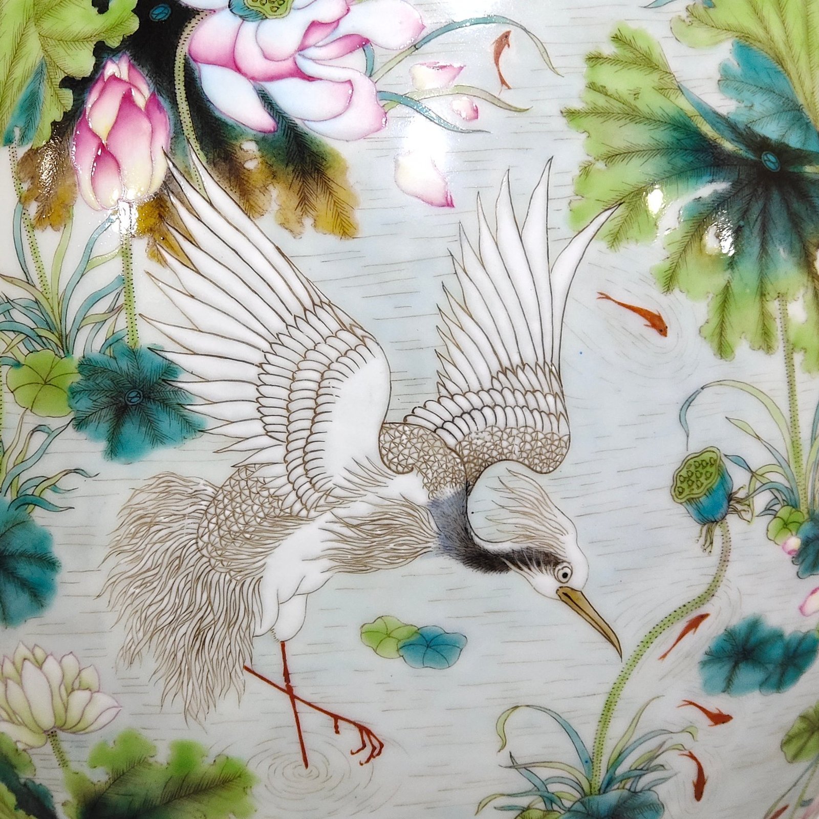 Qing Dynasty Qianlong lotus egret kingfisher and poem deer headed statue