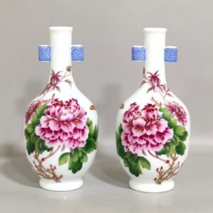 Qing Dynasty Qianlong Castiglione enamel floral amphorae