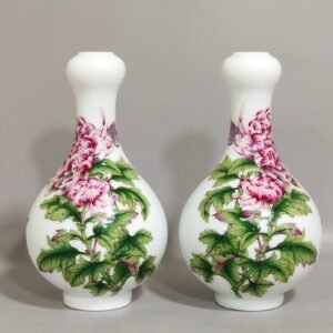 Qing Dynasty Qianlong Castiglione enamel vase with flowers and poems