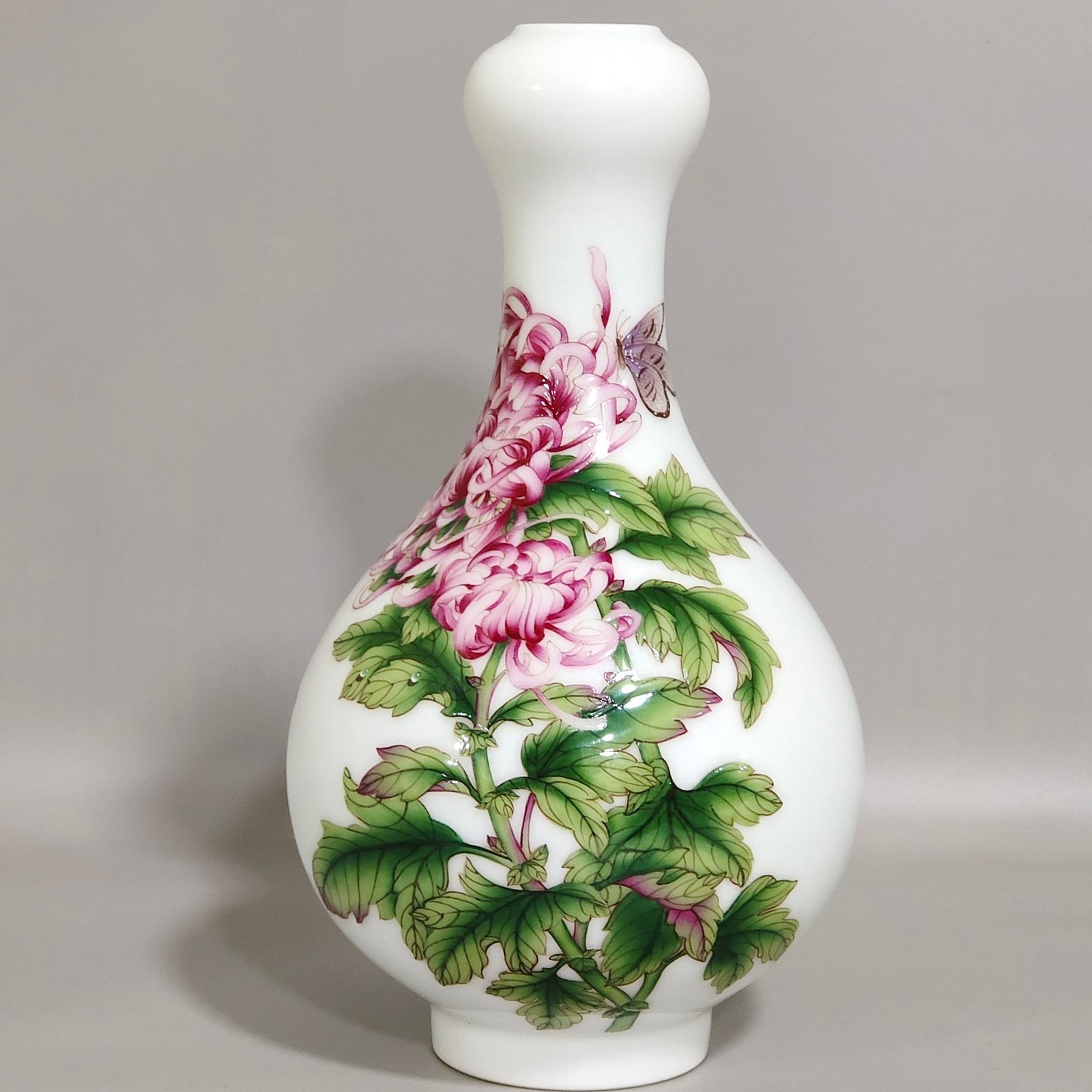Qing Dynasty Qianlong Castiglione enamel vase with flowers and poems