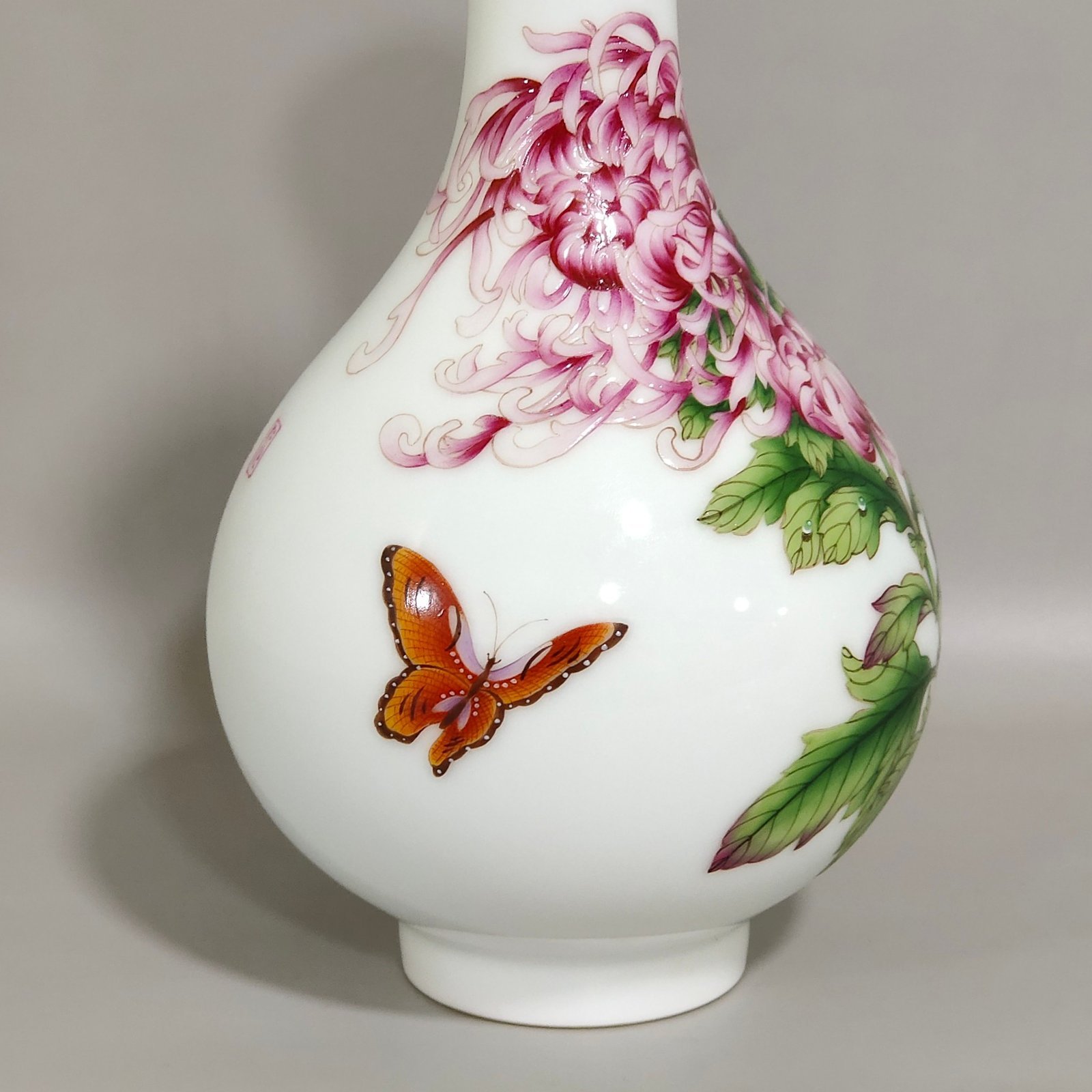 Qing Dynasty Qianlong Castiglione enamel vase with flowers and poems