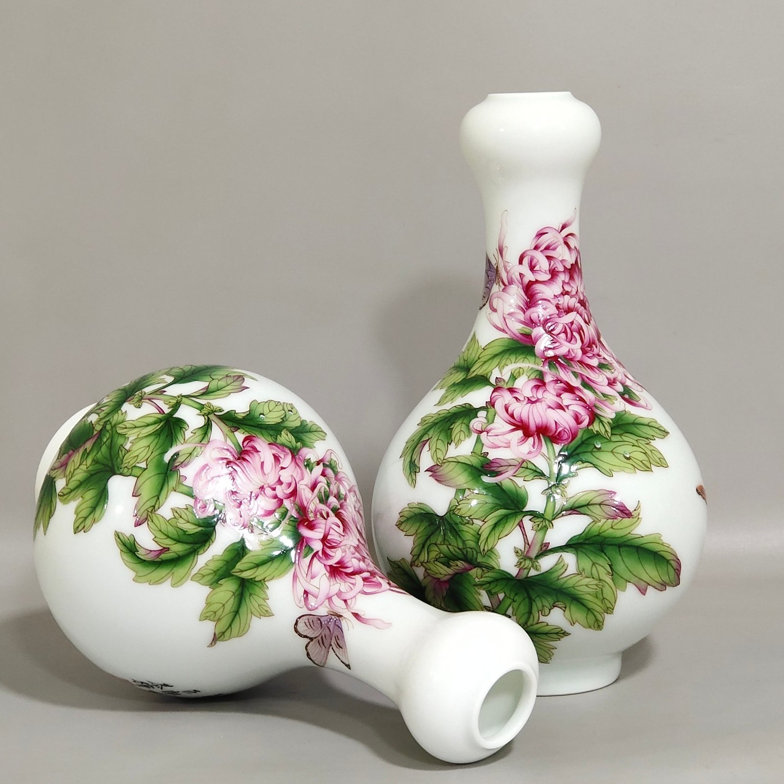 Qing Dynasty Qianlong Castiglione enamel vase with flowers and poems