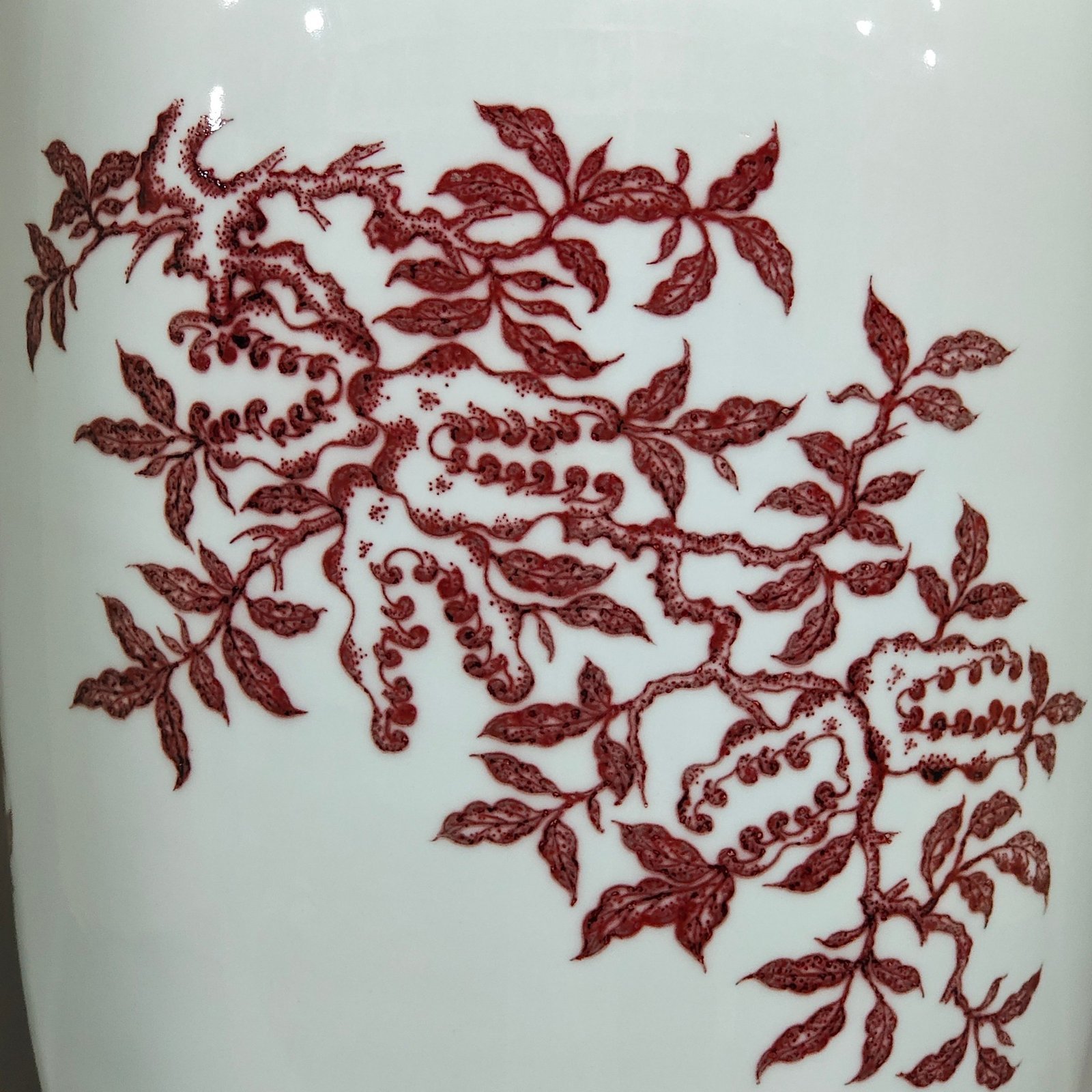 Qing Dynasty Qianlong underglaze red three barrel bottle