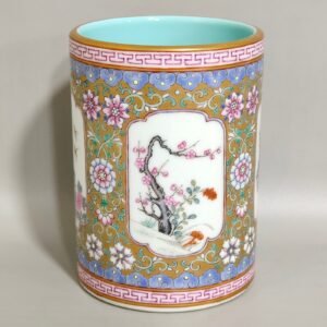 Qing Dynasty Qianlong a windowed four season flower brush holder