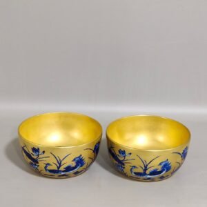 Qing Dynasty Qianlong Golden Lotus Cup with Mandarin Ducks Playing in the Water