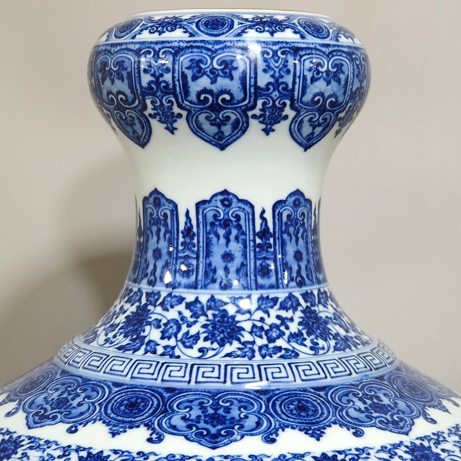Qing Dynasty Qianlong blue and white and pastel porcelain vase
