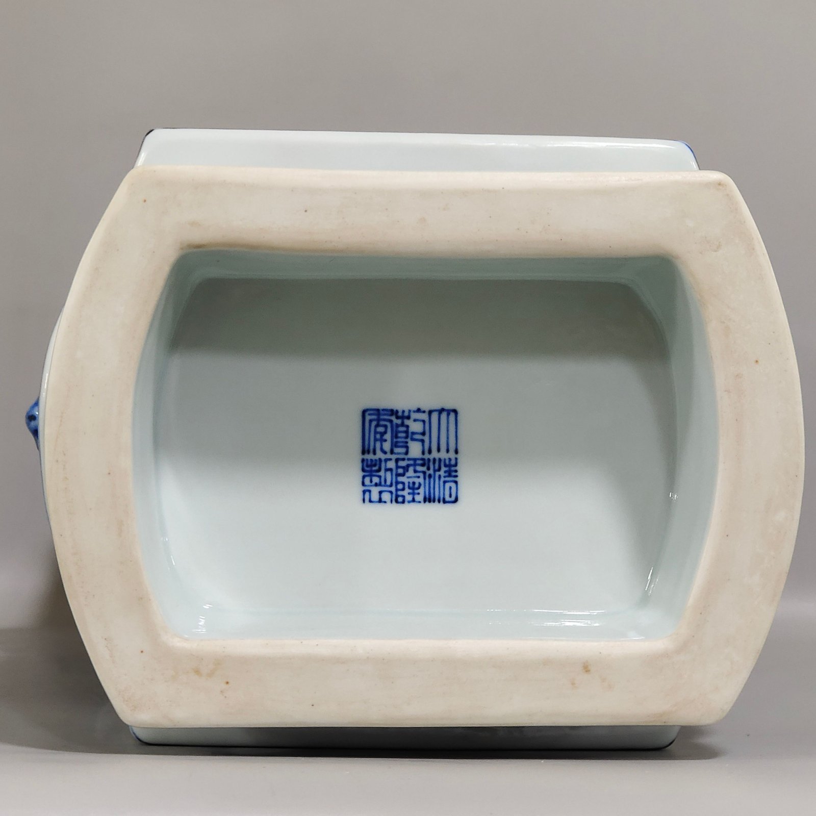 Qing Dynasty Qianlong blue and white plus pastel flowers and birds square amphora