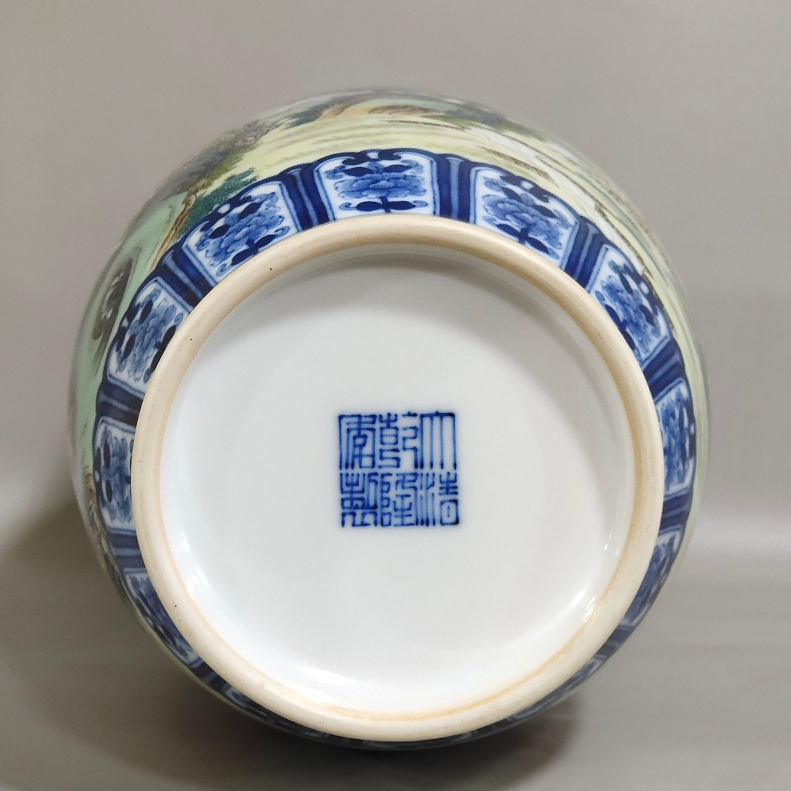 Qing Dynasty Qianlong blue and white pastel vase with poems