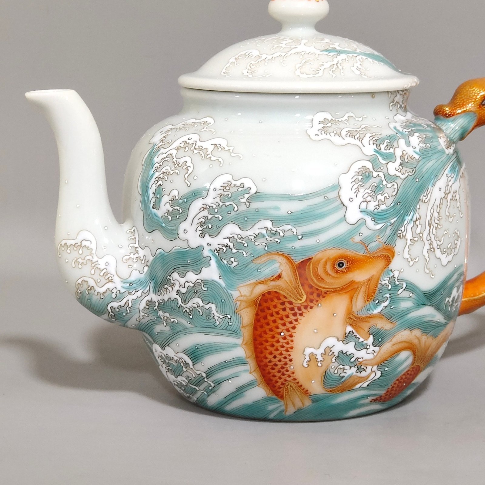 Qing Dynasty Qianlong Carp Leaping Dragon Gate Teapot