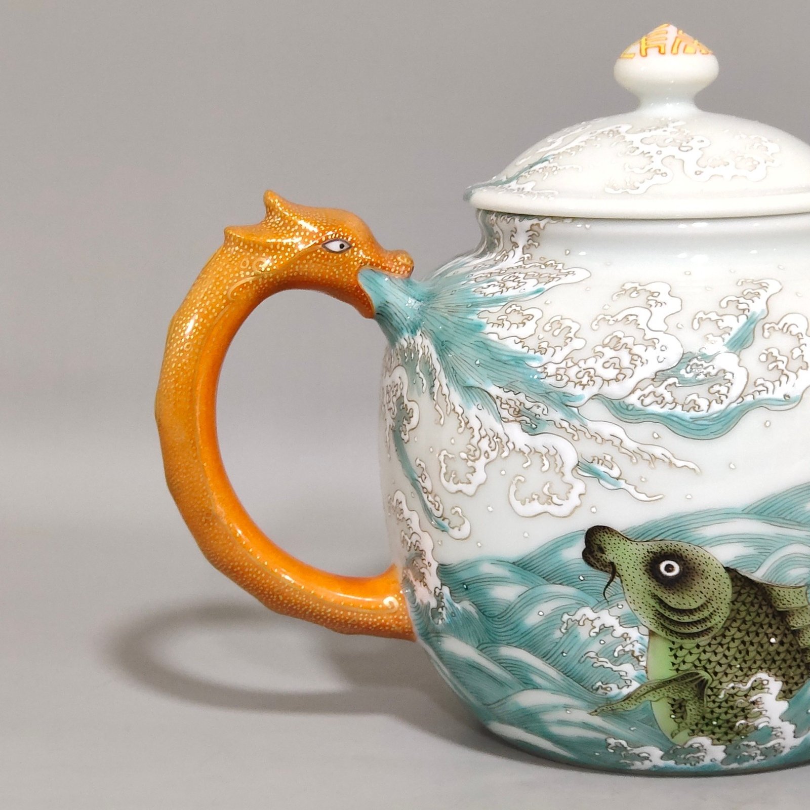 Qing Dynasty Qianlong Carp Leaping Dragon Gate Teapot