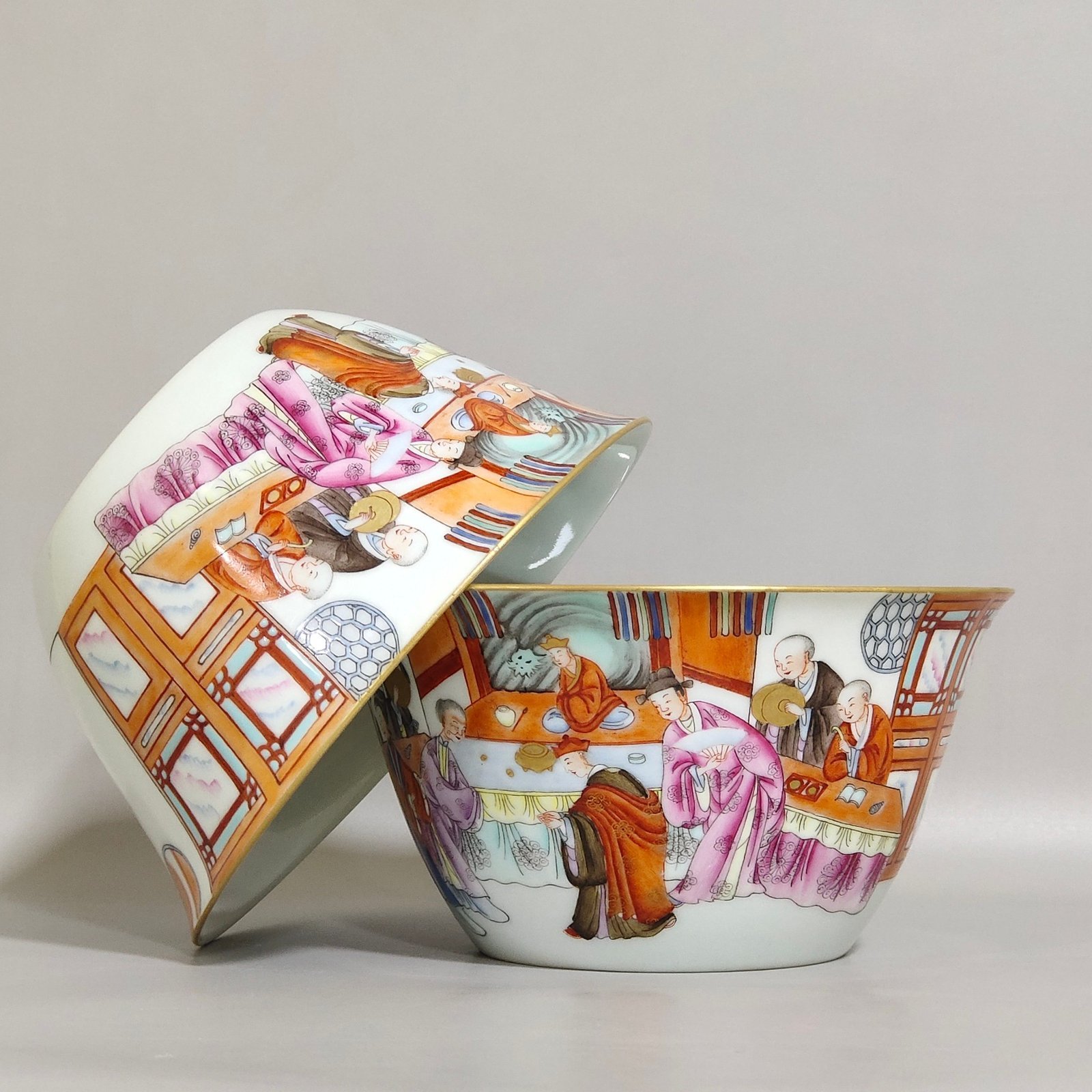 Qing Dynasty Jiaqing character story poem bowl