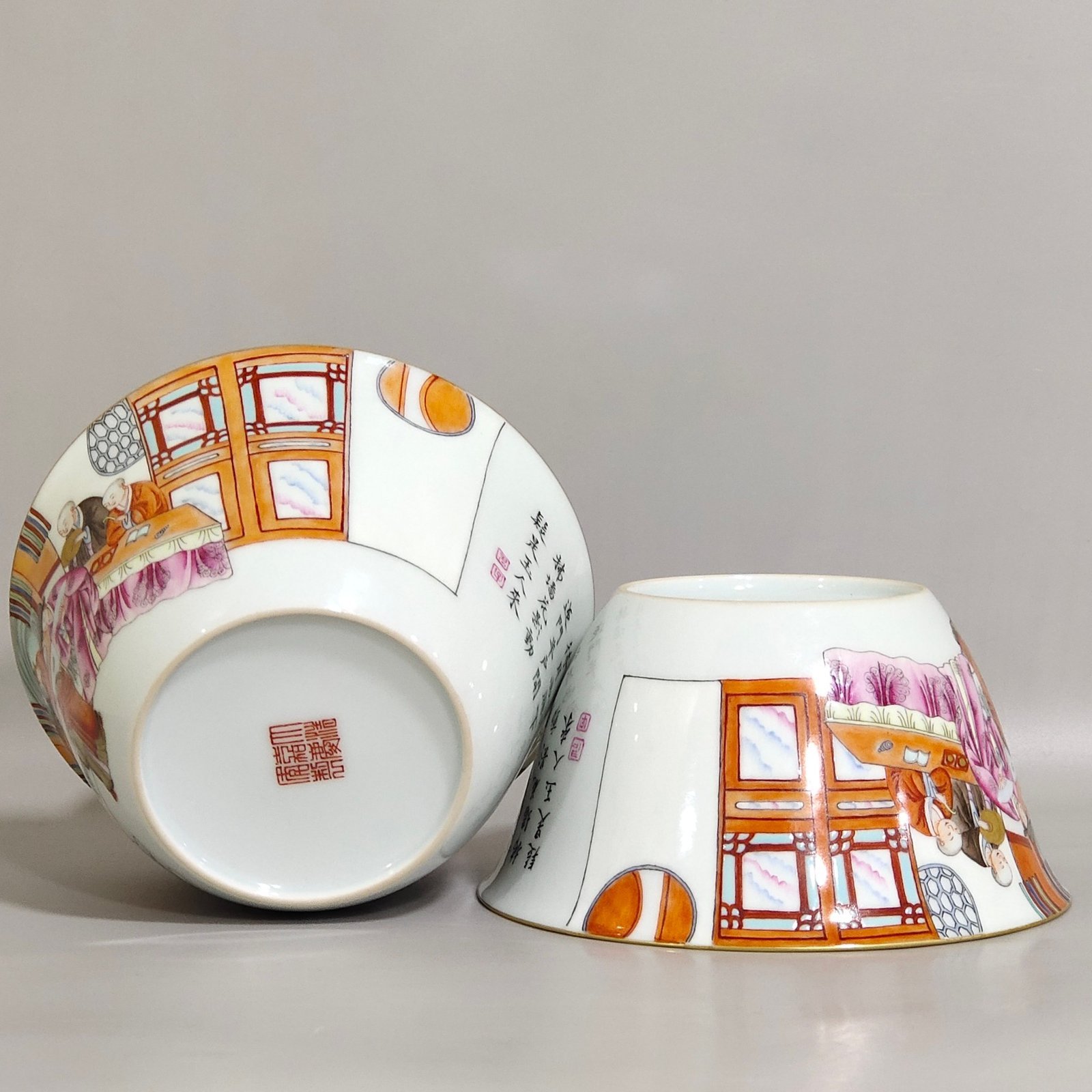 Qing Dynasty Jiaqing character story poem bowl