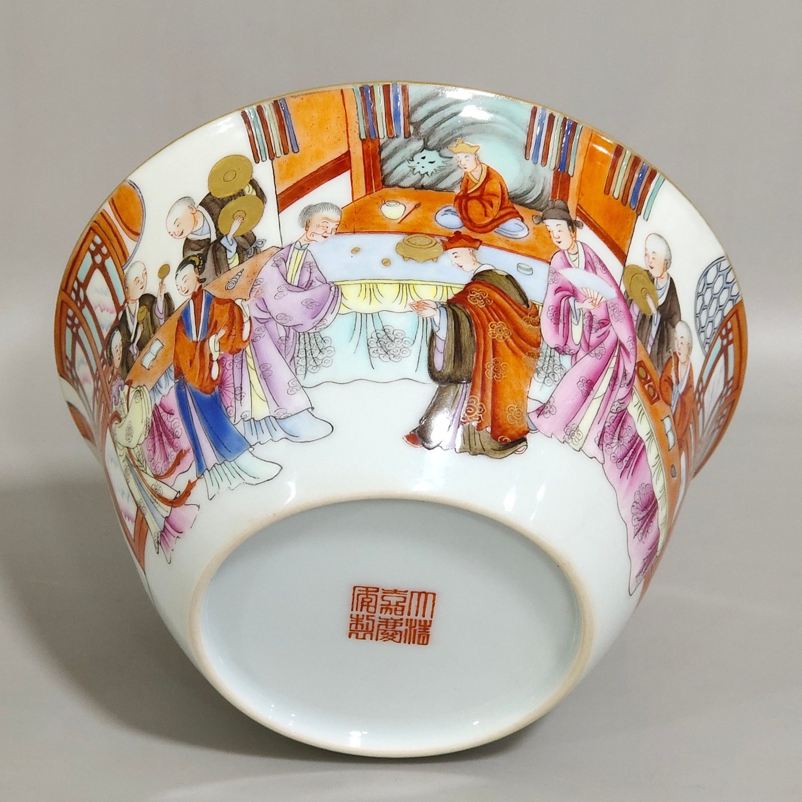 Qing Dynasty Jiaqing character story poem bowl