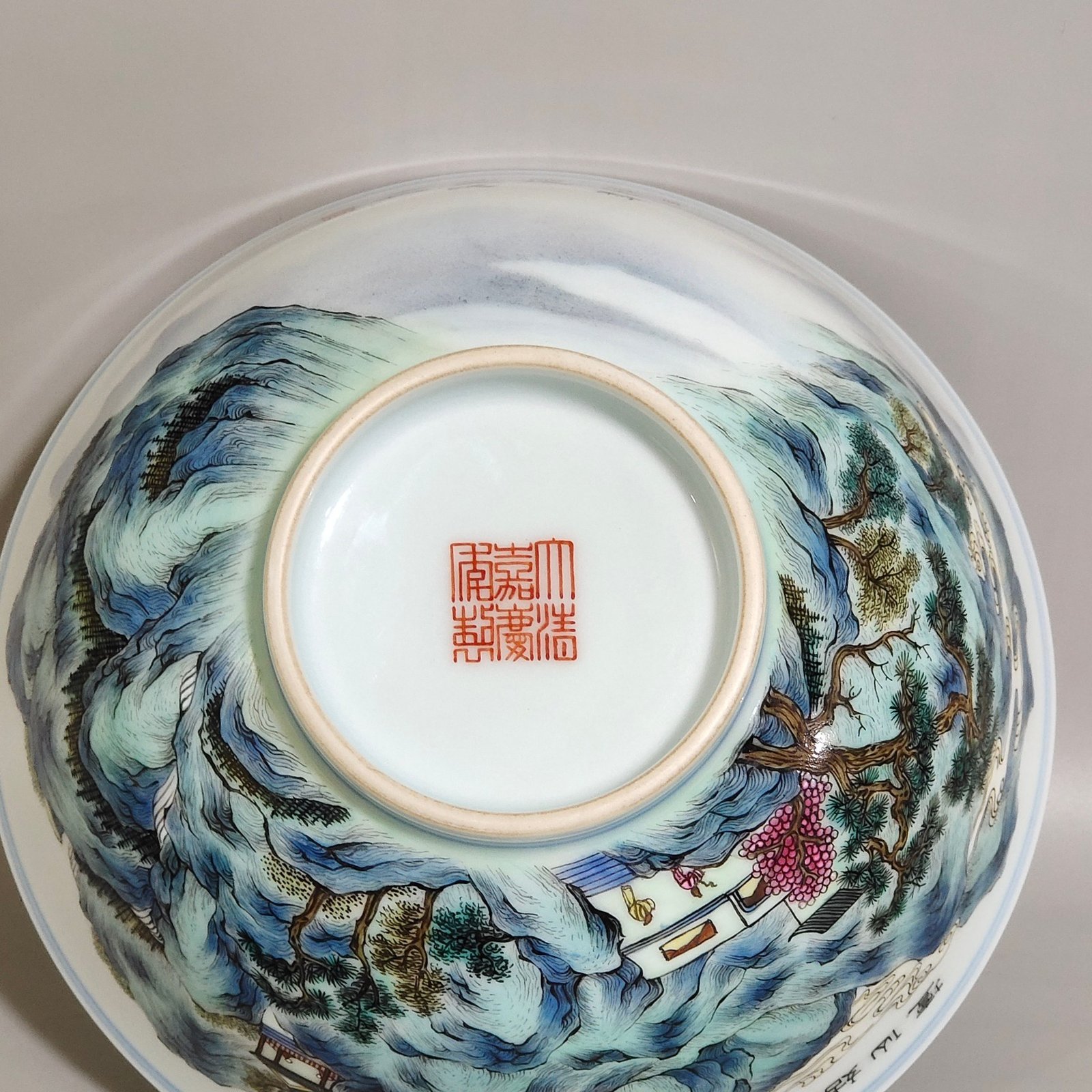 Qing Dynasty Jiaqing landscape poetry bowl