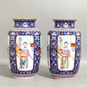 Qing Dynasty Jiaqing cloisonné blessing and longevity with windows lantern vase