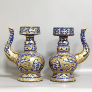 Qing Dynasty Jiaqing Festival Blue Painted Golden Dragon Pattern Spray Pot