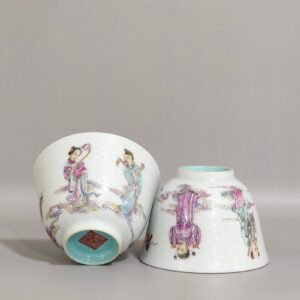 Qing Dynasty Jiaqing carvings with sea water pattern and Eight Immortals crossing the sea cup