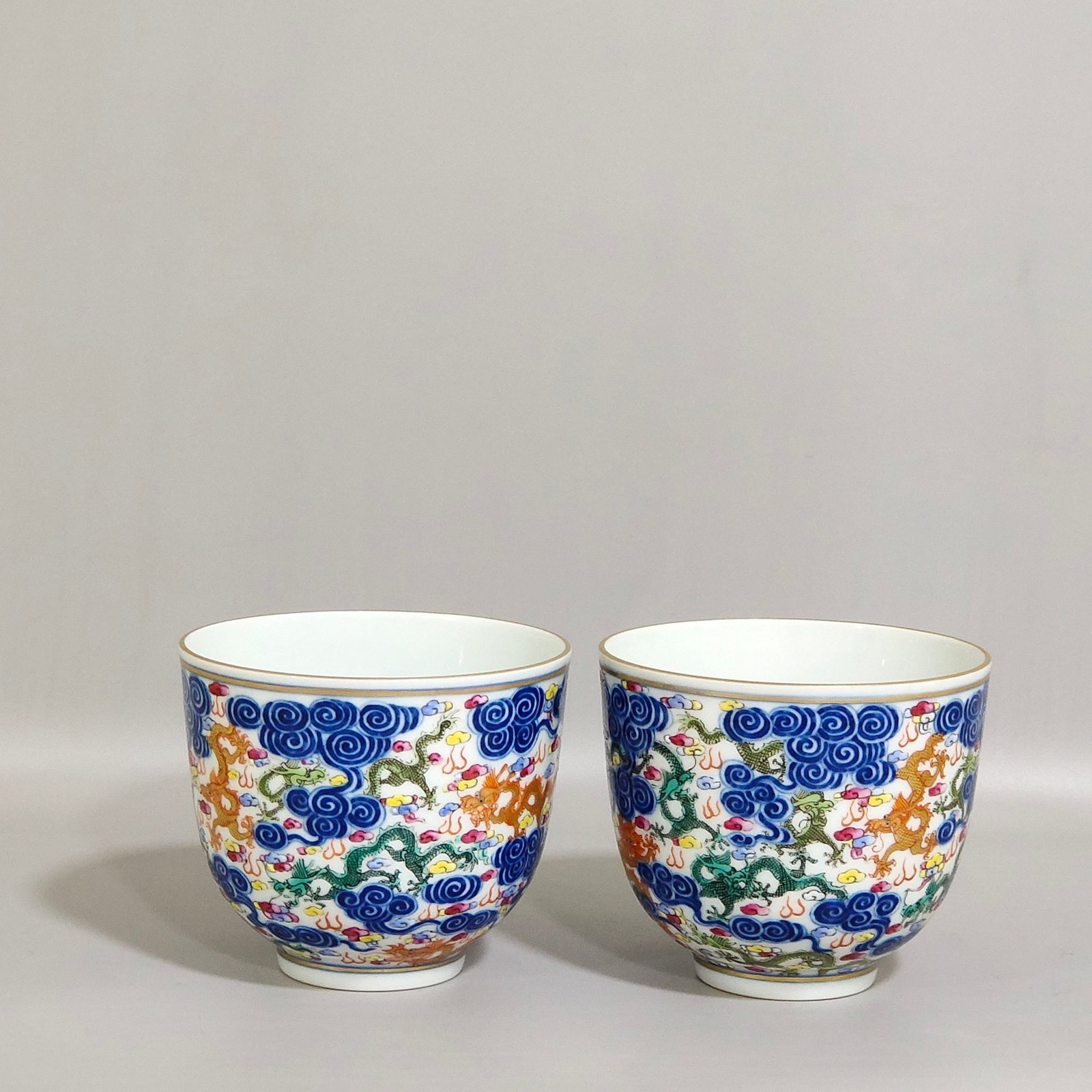 Qing Dynasty Xianfeng doucai dragon cup