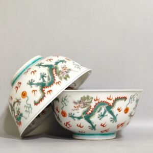 Qing Dynasty Kangxi colorful Kowloon bowl