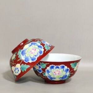 Qing Dynasty Kangxi Coral red flower cup