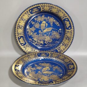 Qing Dynasty Kangxi orchid gold flower and bird plate