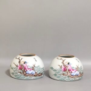 Qing Dynasty Daoguang water bowl with poems and stories about figures
