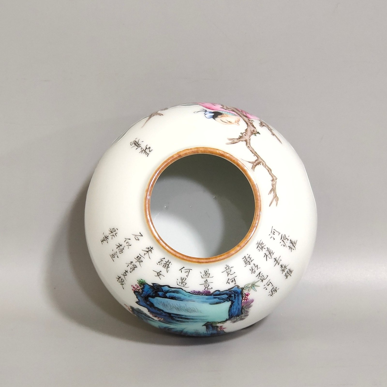 Qing Dynasty Daoguang water bowl with poems and stories about figures