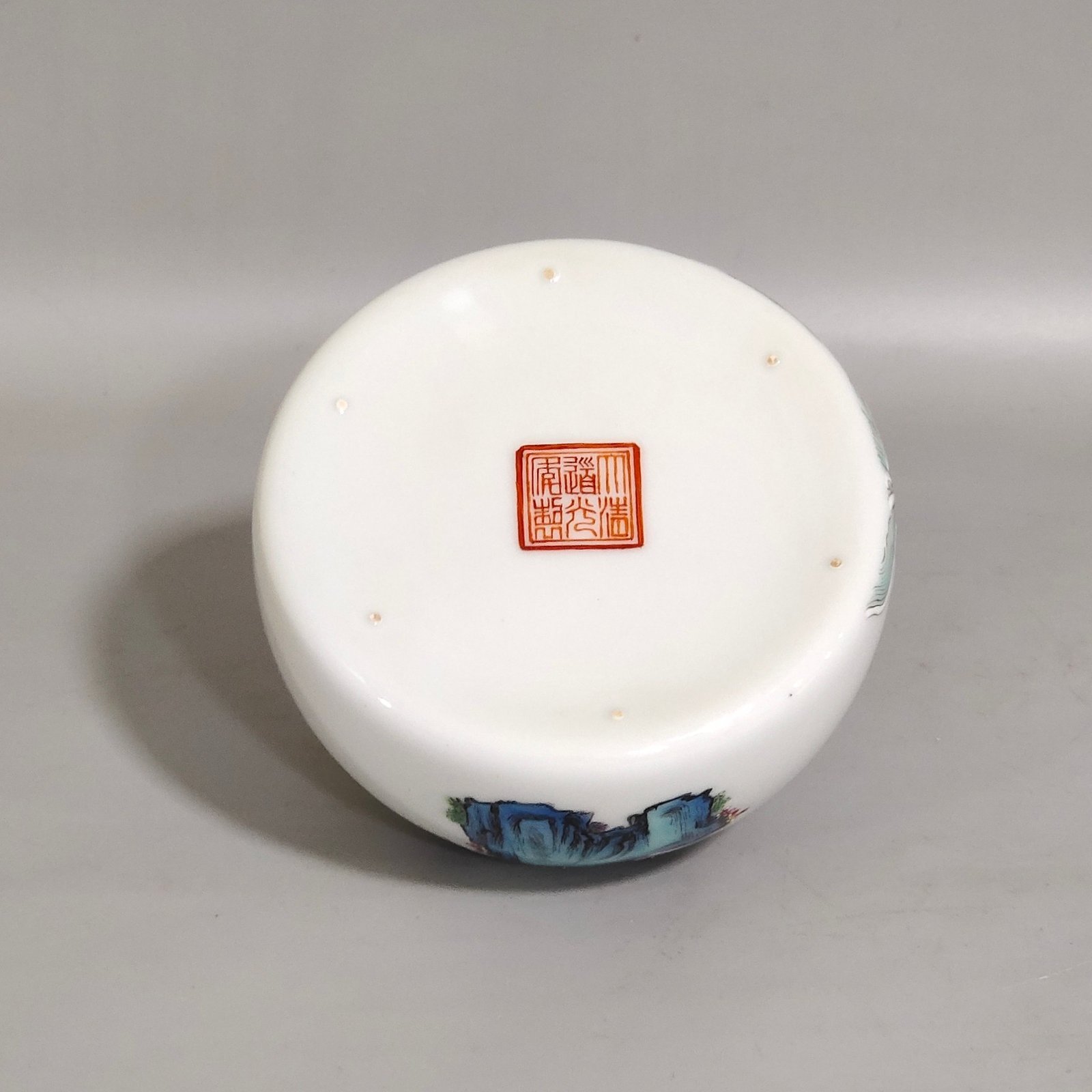 Qing Dynasty Daoguang water bowl with poems and stories about figures