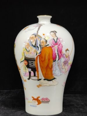 Qing Dynasty Yongzheng three-star gift inscribed plum vase