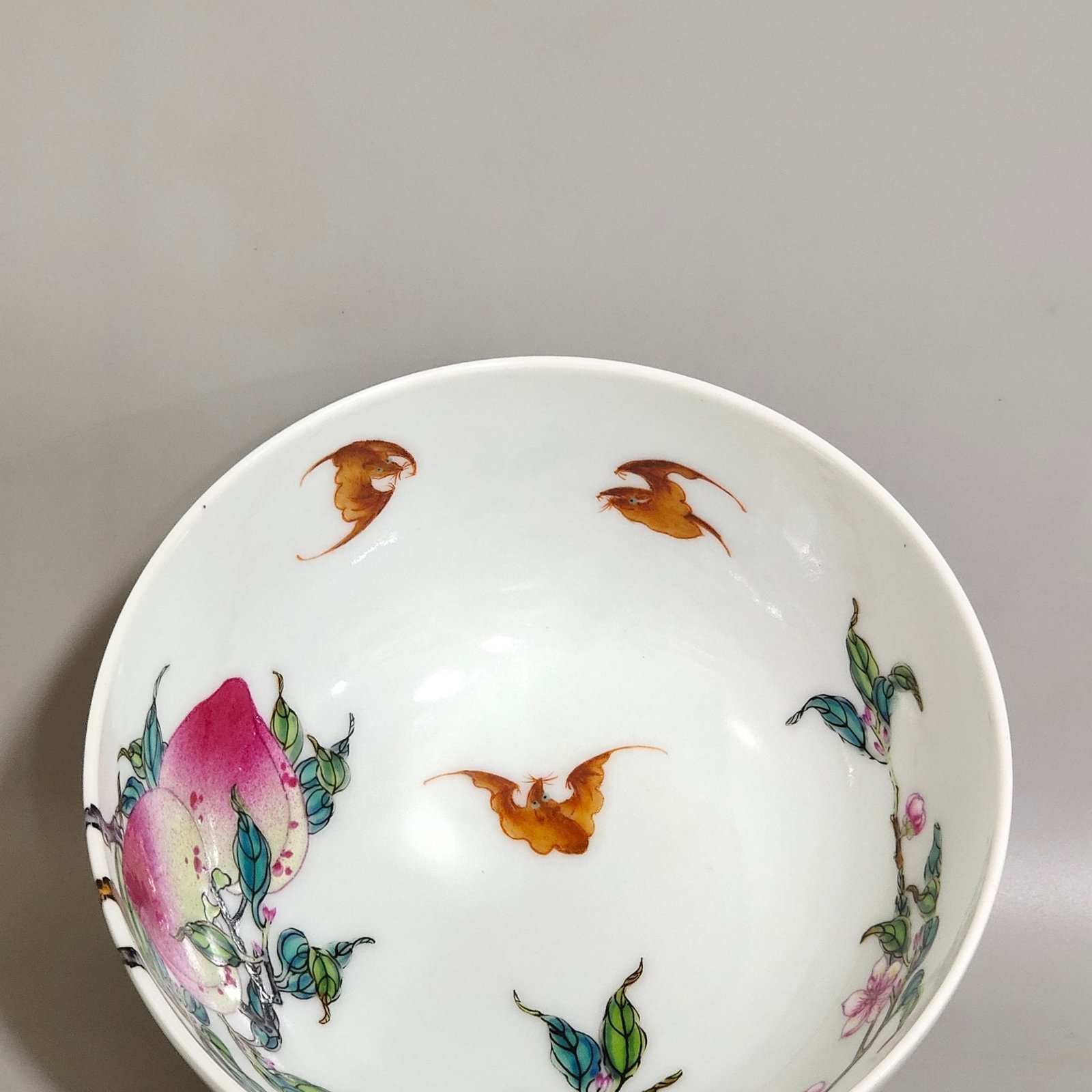 Qing Dynasty Yongzheng Five Blessings and Six Peach Bowl