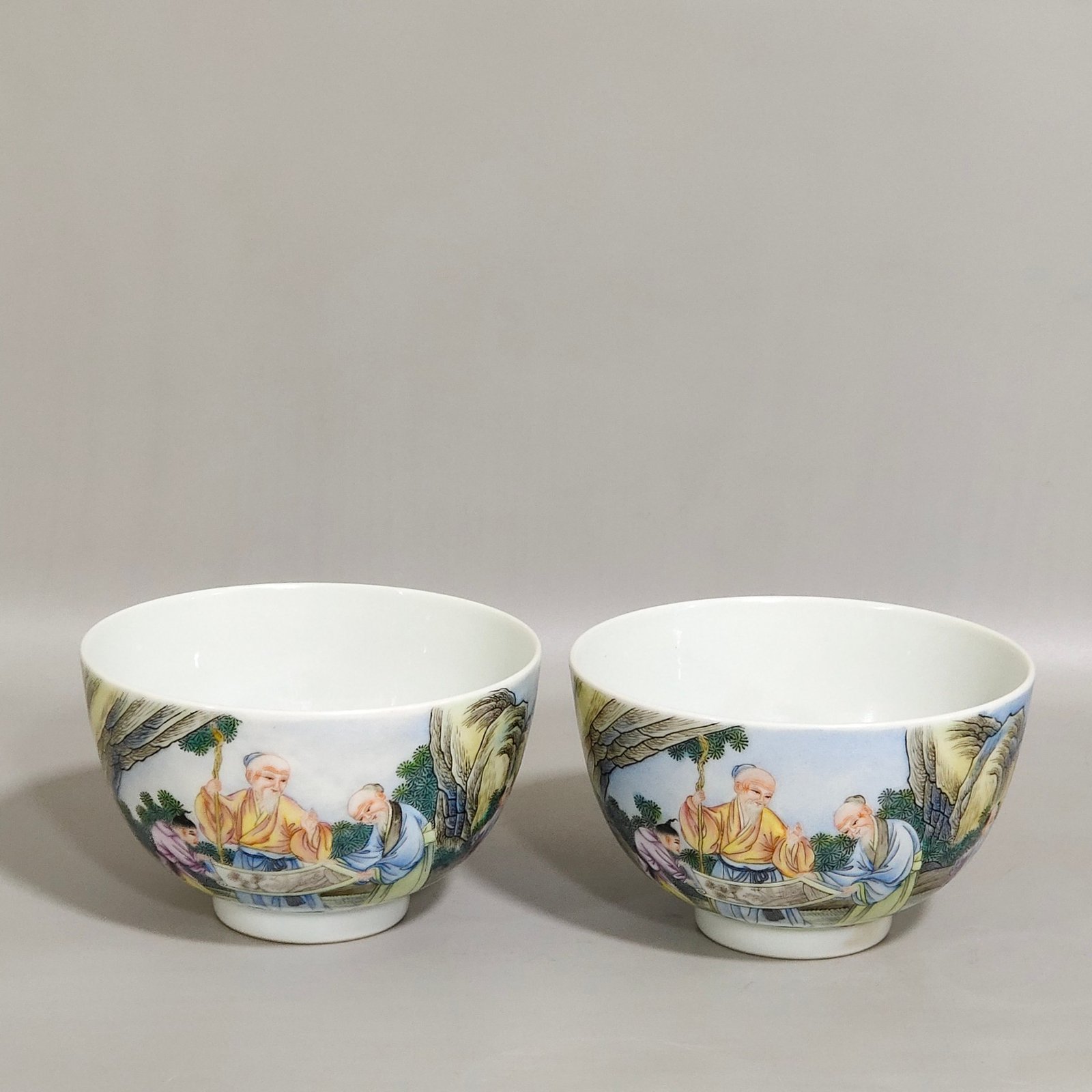 Qing Dynasty Yongzheng figures four old and three young cups