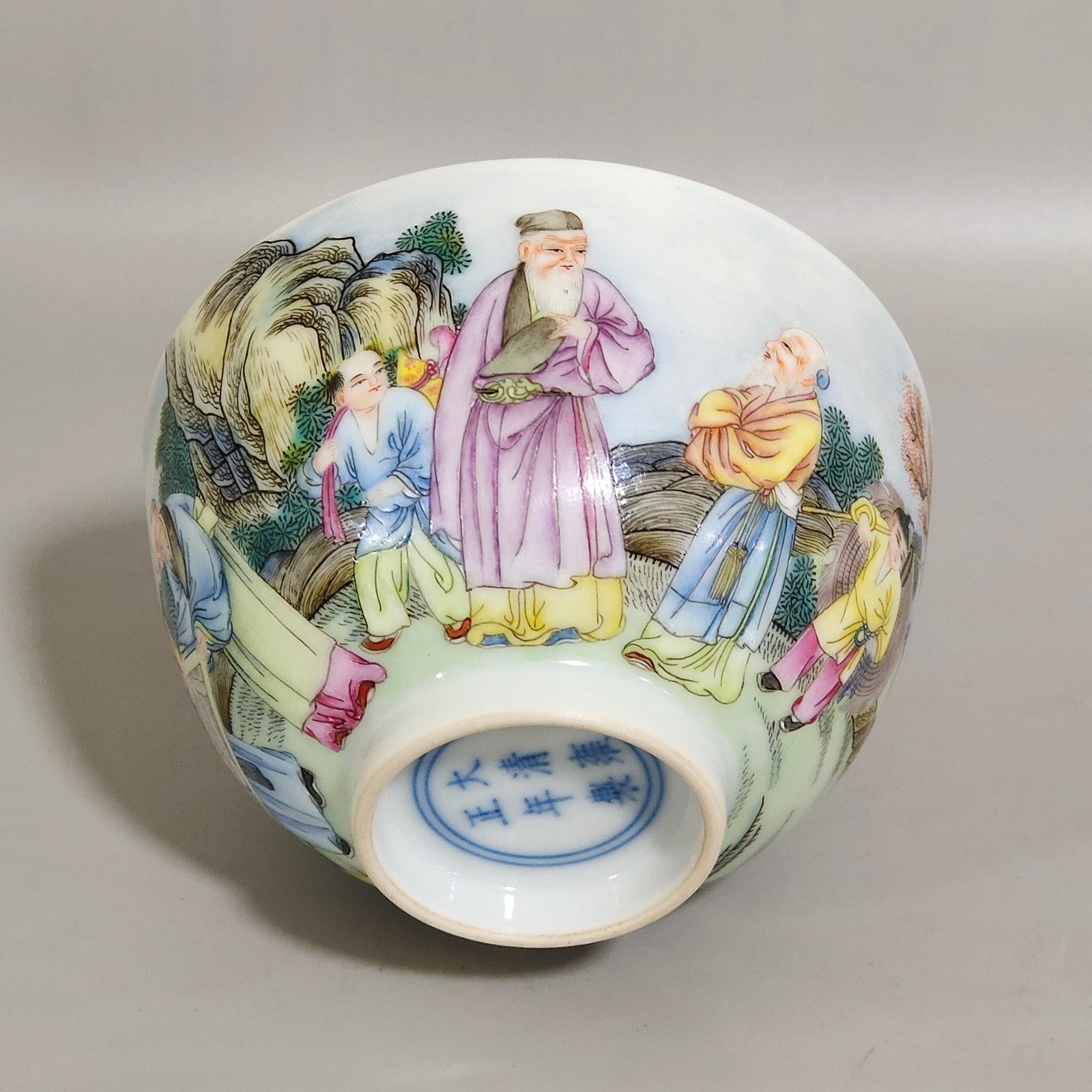 Qing Dynasty Yongzheng figures four old and three young cups