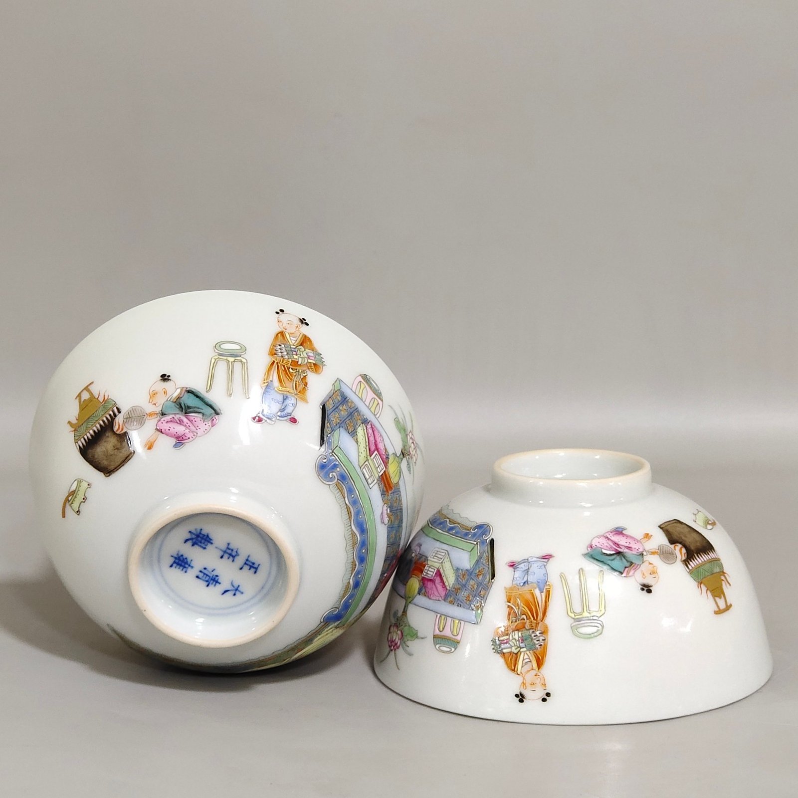 Qing Dynasty Yongzheng character story cup with a secret erotic painting inside