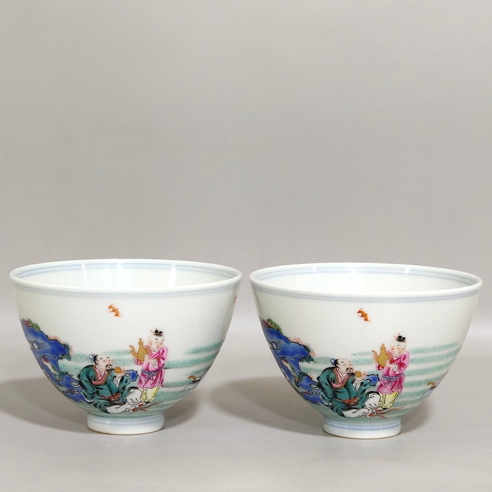 Qing Dynasty Yongzheng character story inside painted cup