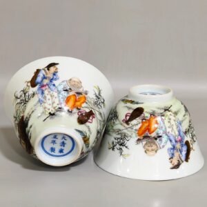 Qing Dynasty Yongzheng character story fishing picture inscribed poem cup