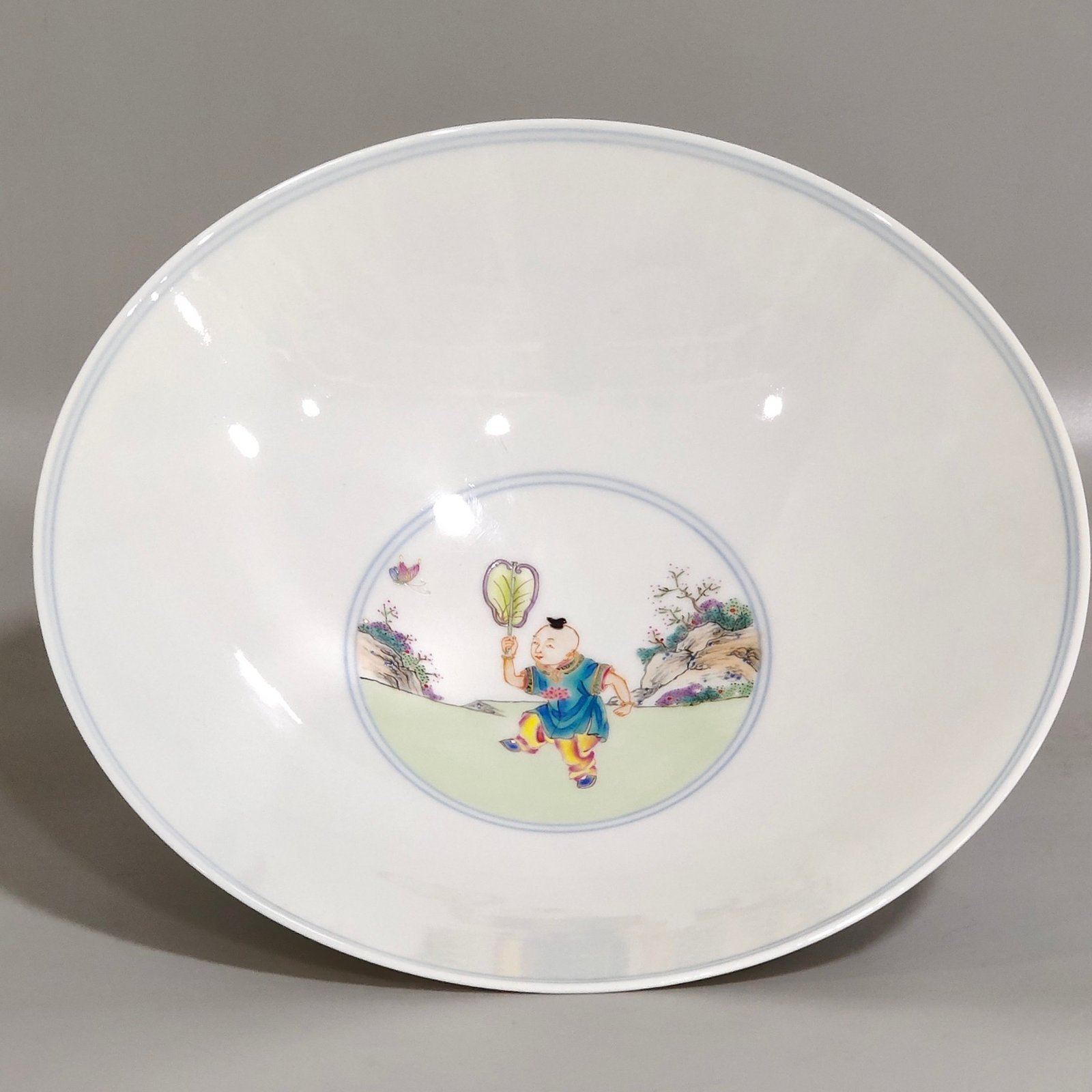 Qing Dynasty Yongzheng character story bamboo hat bowl